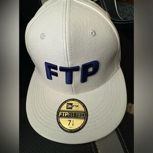 FTP White Leather flexifit cap - 7 1/4 - NWOT